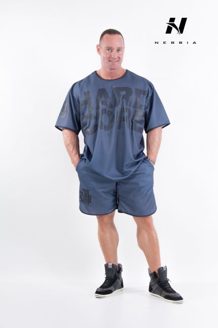 Pánské fitness šortky NEBBIA HARDCORE 302 - šedé