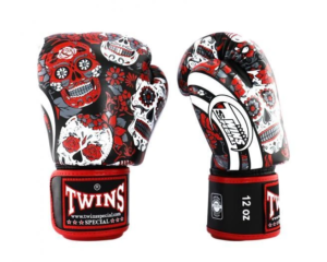 Boxerské rukavice TWINS SPECIAL FBGVL3-53 SKULL - červeno /černé